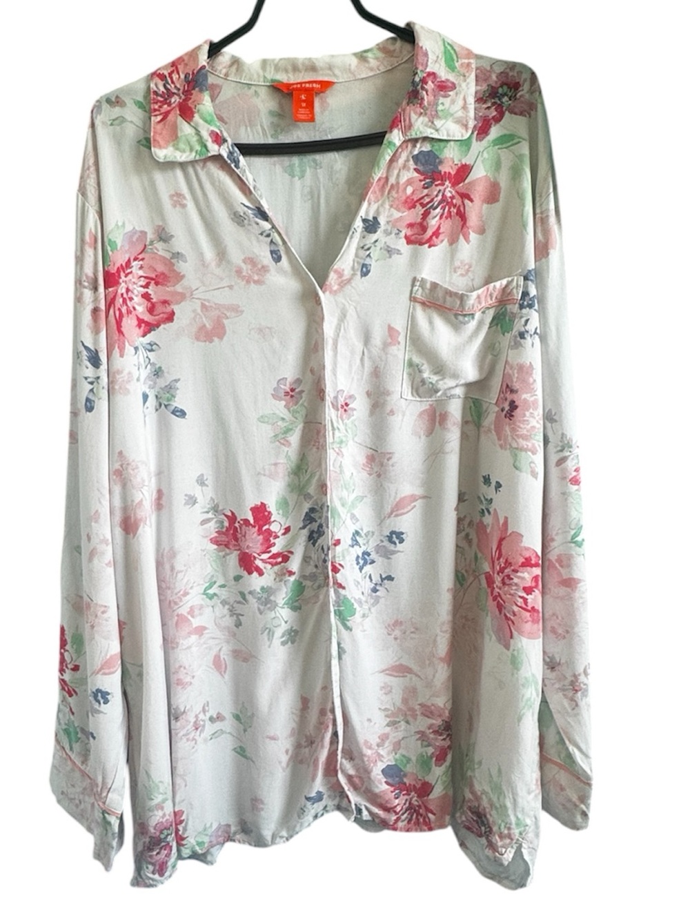 JOE FRESH Floral Print Long Sleeve Pajama Sleep Shirt Plus Size 1X